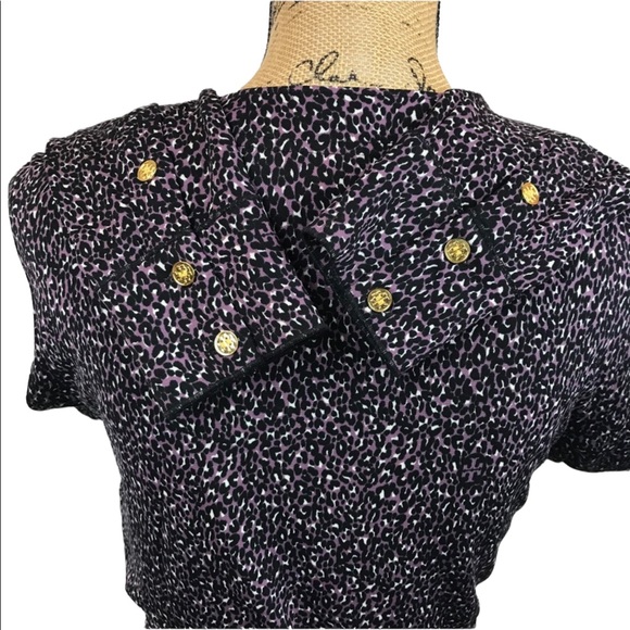 Tory Burch Jersey Long Sleeve Dress Black/Purple - Picture 4 of 10